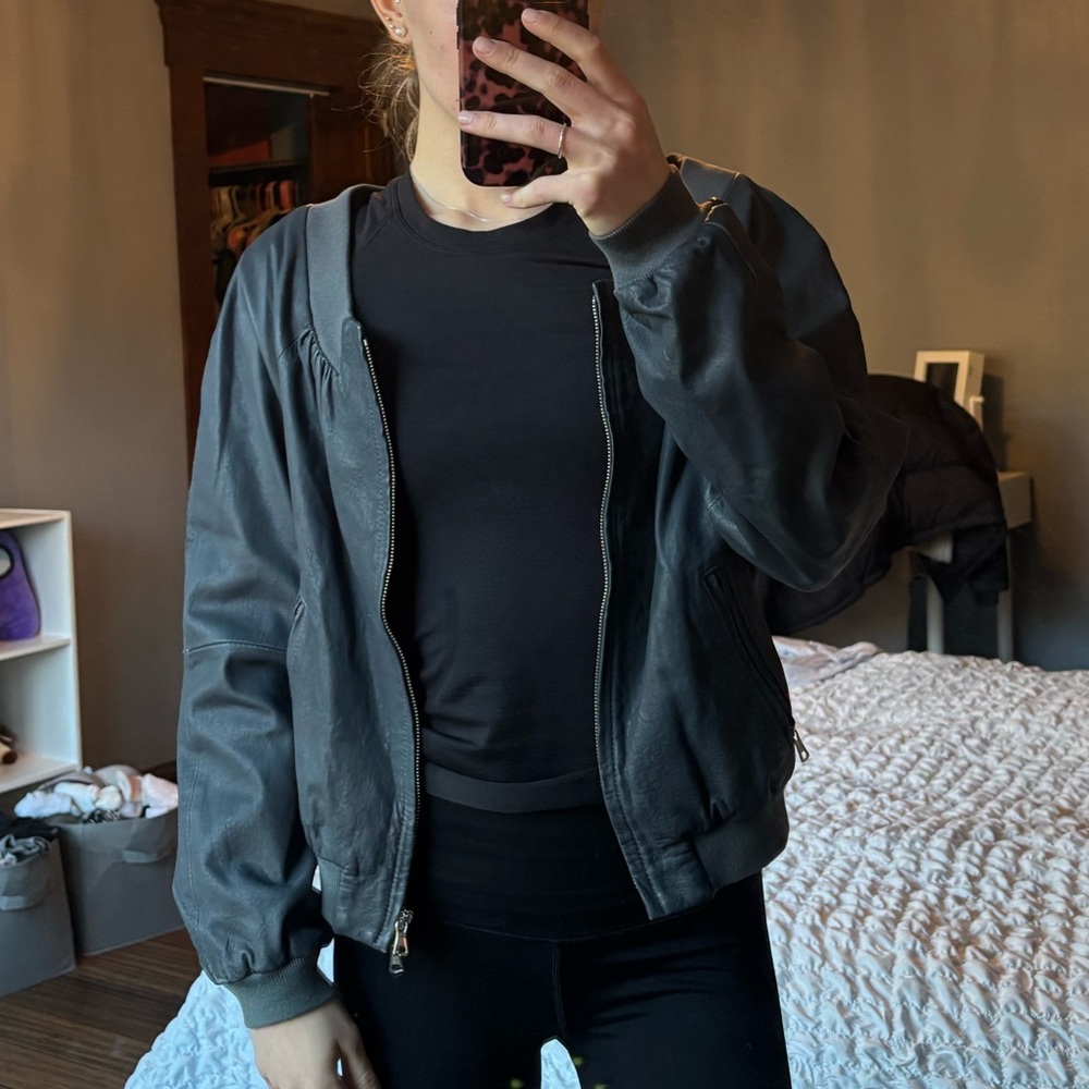 Theory Women's Charcoal Bomber Jacket
